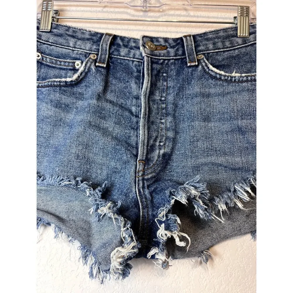Reformation Blue Denim Cut-Off Shorts Size 27